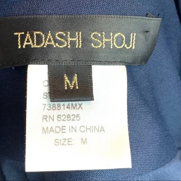 Tadashi Shoji Navy Blue Ruched Mesh Bodycon Dress - Picture 9 of 13